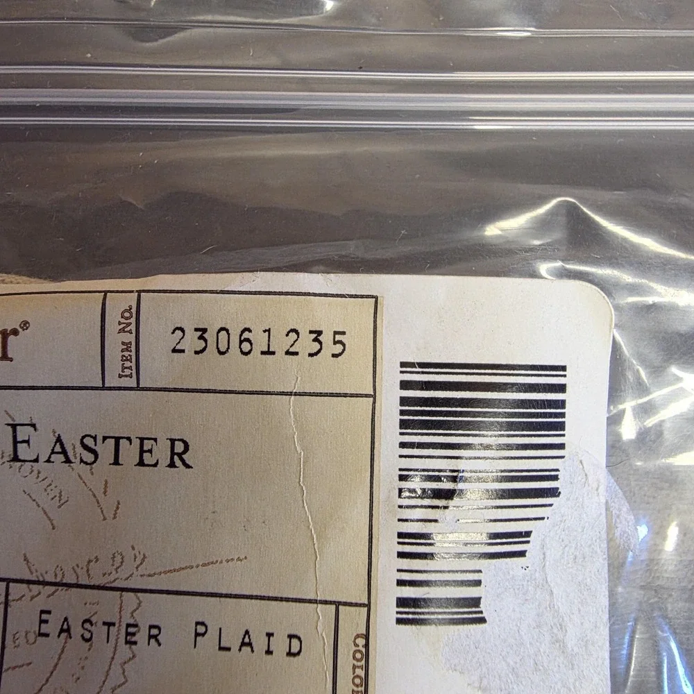 Vintage 2005 Longaberger Easter Plaid Fabric Basket Liner Pastel Trim 23061235